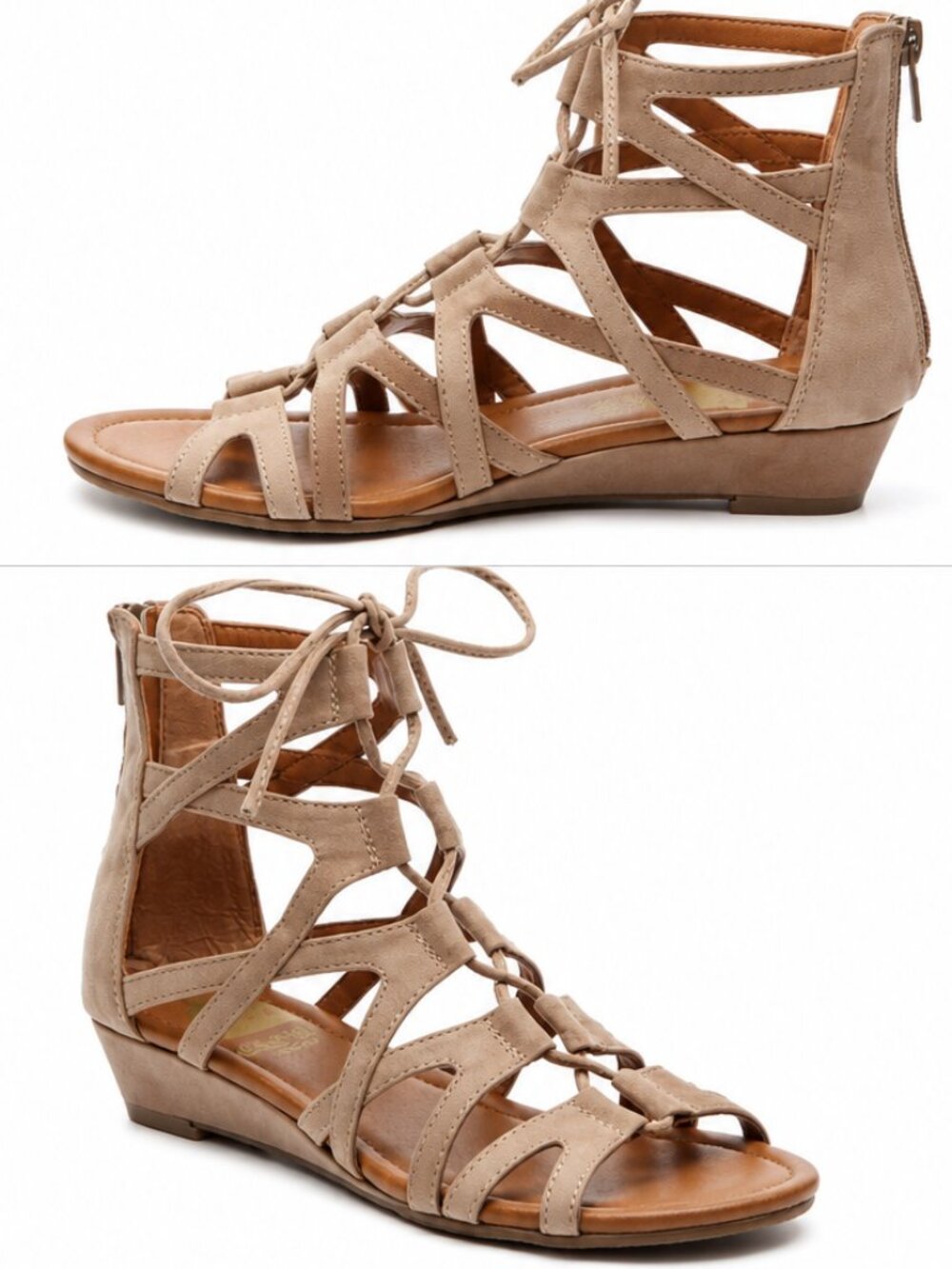 Crown Vintage Sarah Gladiator Wedge Sandals Taupe Size 11 - NWT